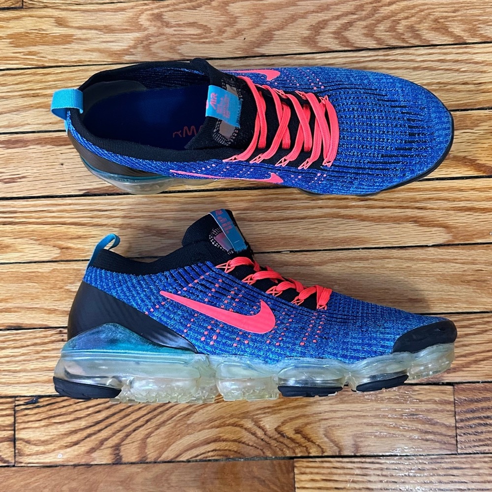 Nike Air VaporMax Flyknit 3 Blue Fury Flash Crimson Mens Size 12 AJ6900-401